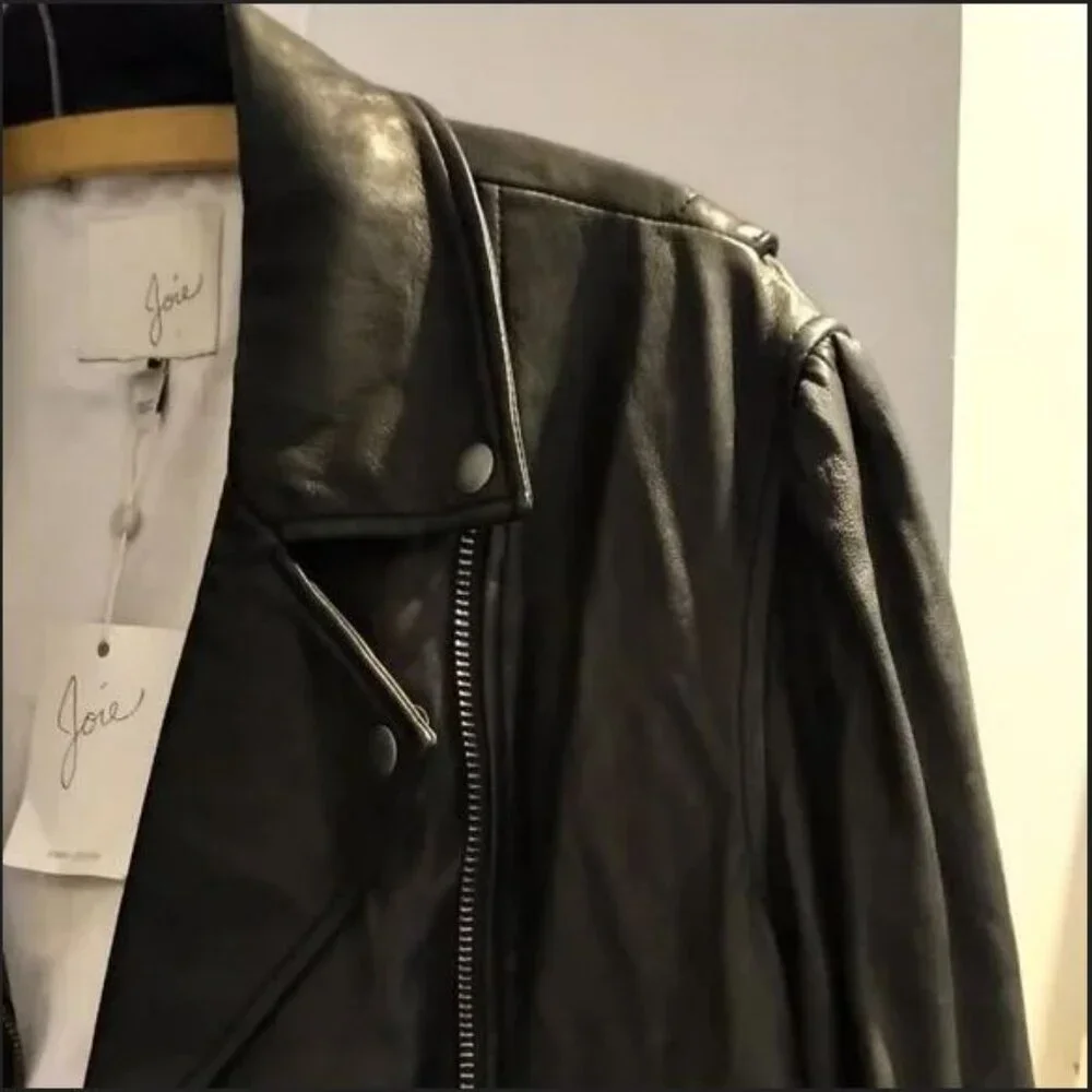 Brand New with Tag Joie Black Leather Jacket Classic and Versatile Style - Picture 12 of 16